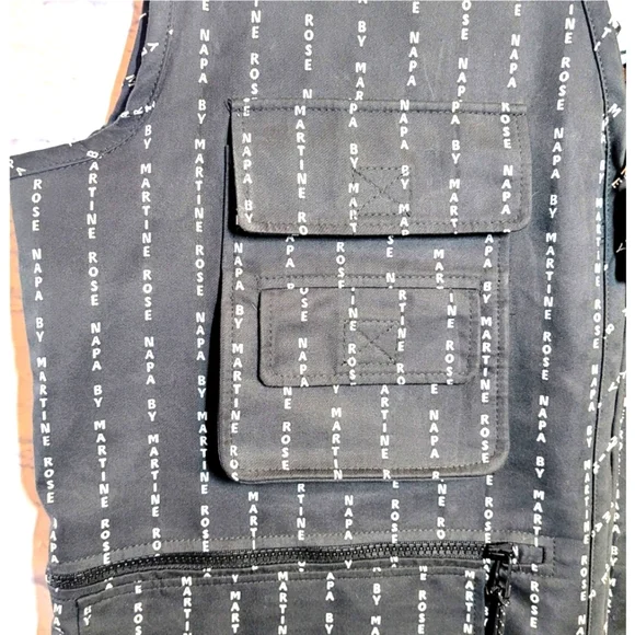 NAPA by Martine Rose Utility Vest Logo All Over Black White Size M Streetwear